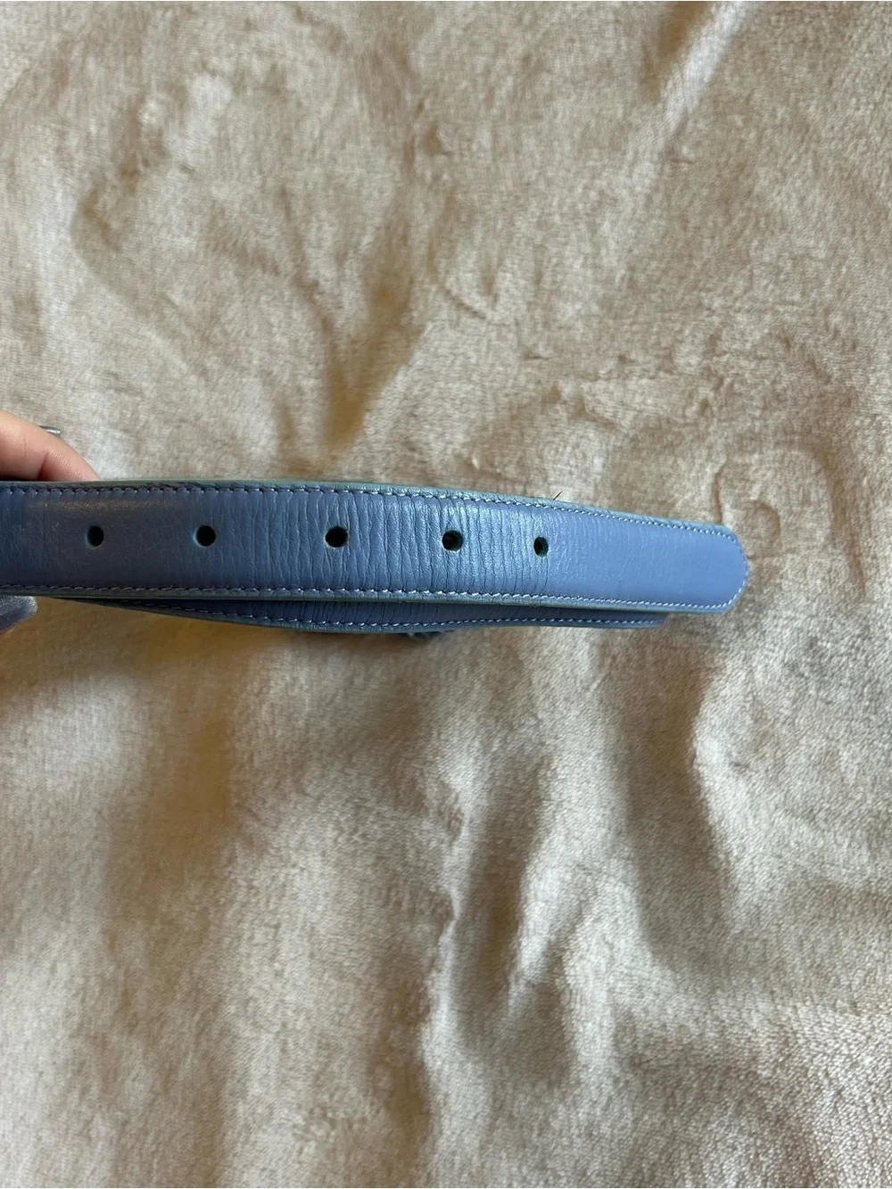 Talbots vintage periwinkle leather belt with braided buckle and loop size M